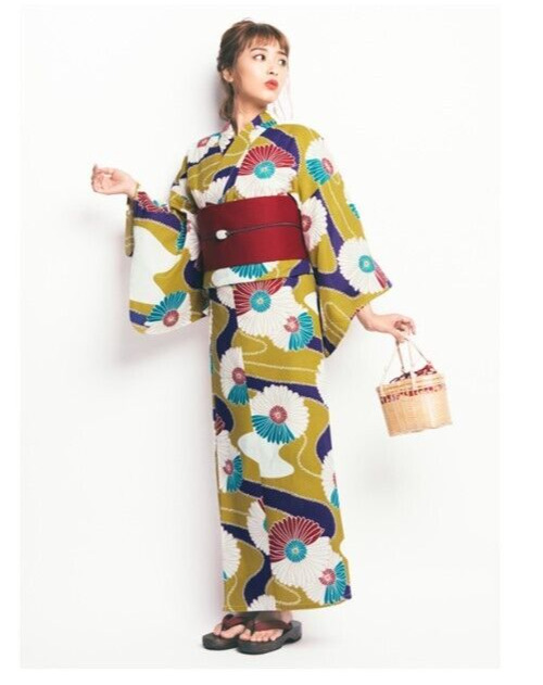 Kimono Yukata Set Grail Dress Classic Chrysanthemum Kyoto Summer Clothes  Japan
