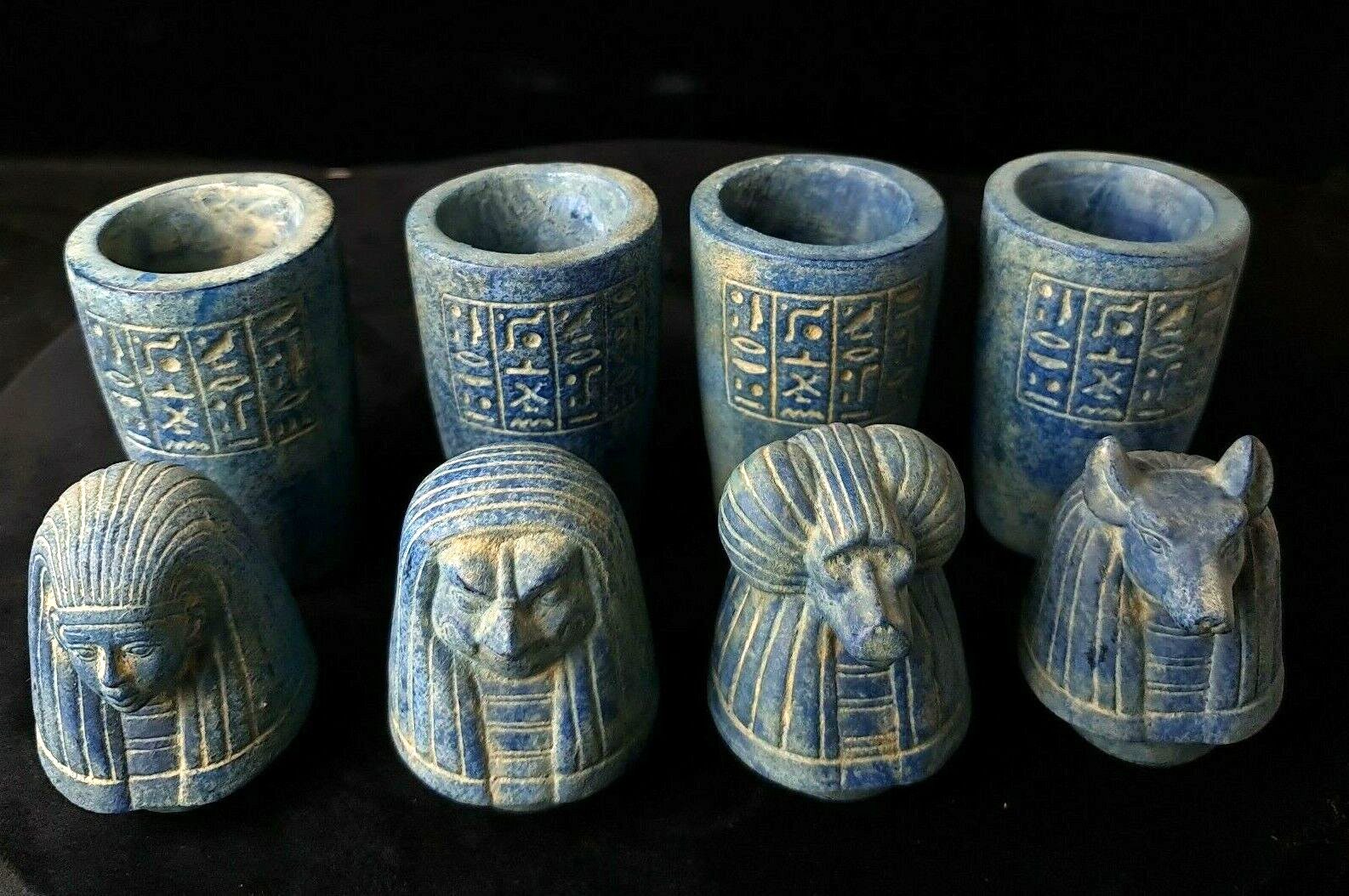 Rare Antique Canopic Jars Sons Of HORUS Ancient Egyptian Antiquities