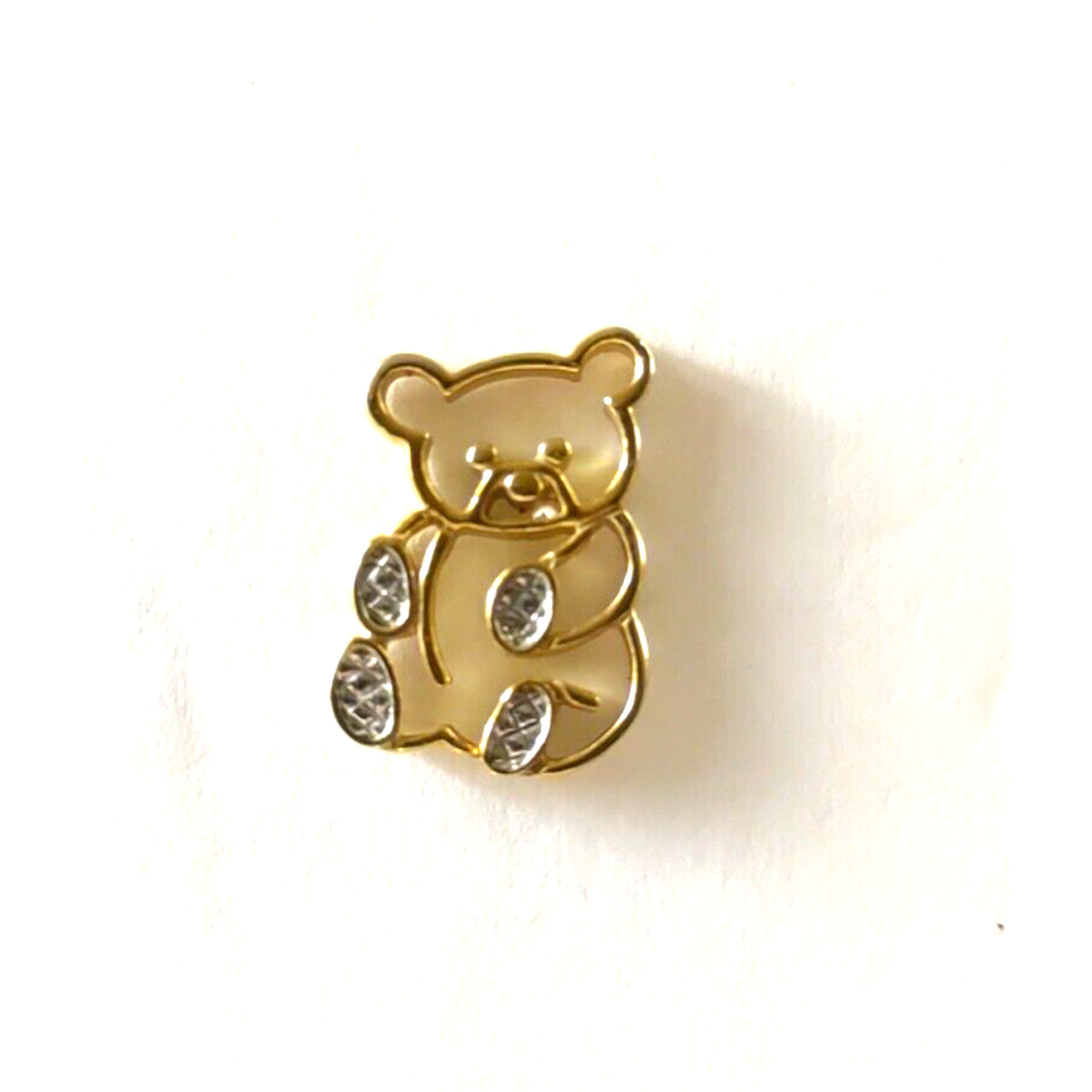 Avon Happy Teddy Bear Gold Tone Hat Lapel Pinback Pin