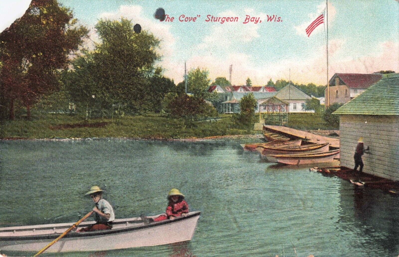 The Cove Sturgeon Bay Wisconsin WI Boats c1910 Postcard
