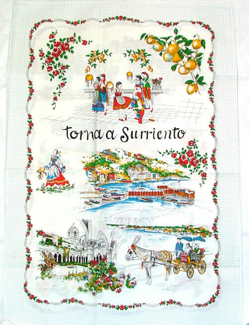 Sorrento, Italy Souvenir Linen Tea Towel - Kitchen Towel, Made in Italy
