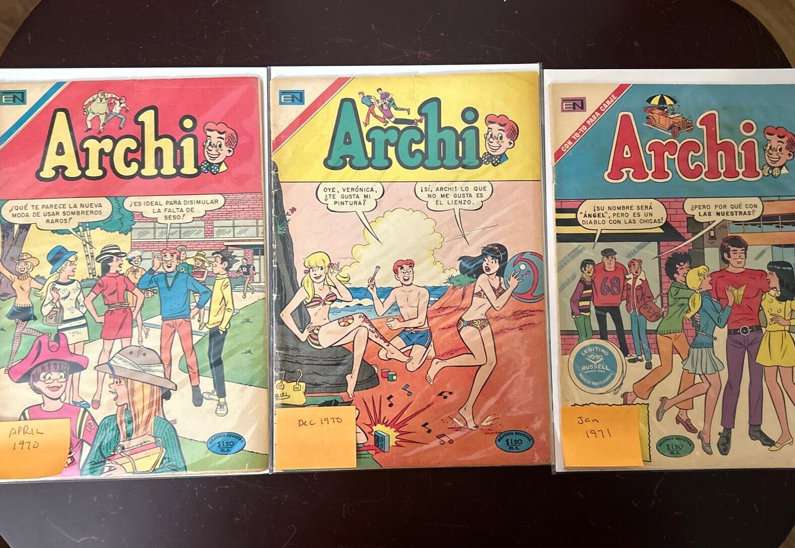 Archie Comics En Espanol-Lot Of 3- Mejores Revistas- April 1970/Dec-Jan 1970