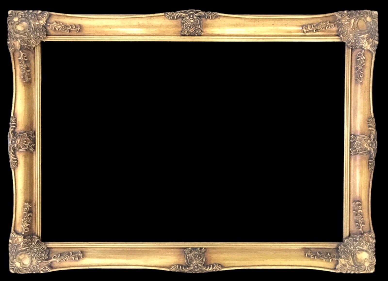 Large Gorgeous Ornate Gesso Gold Gilt Art Deco Solid Wood Frame~Fits 35.5”x23.5”