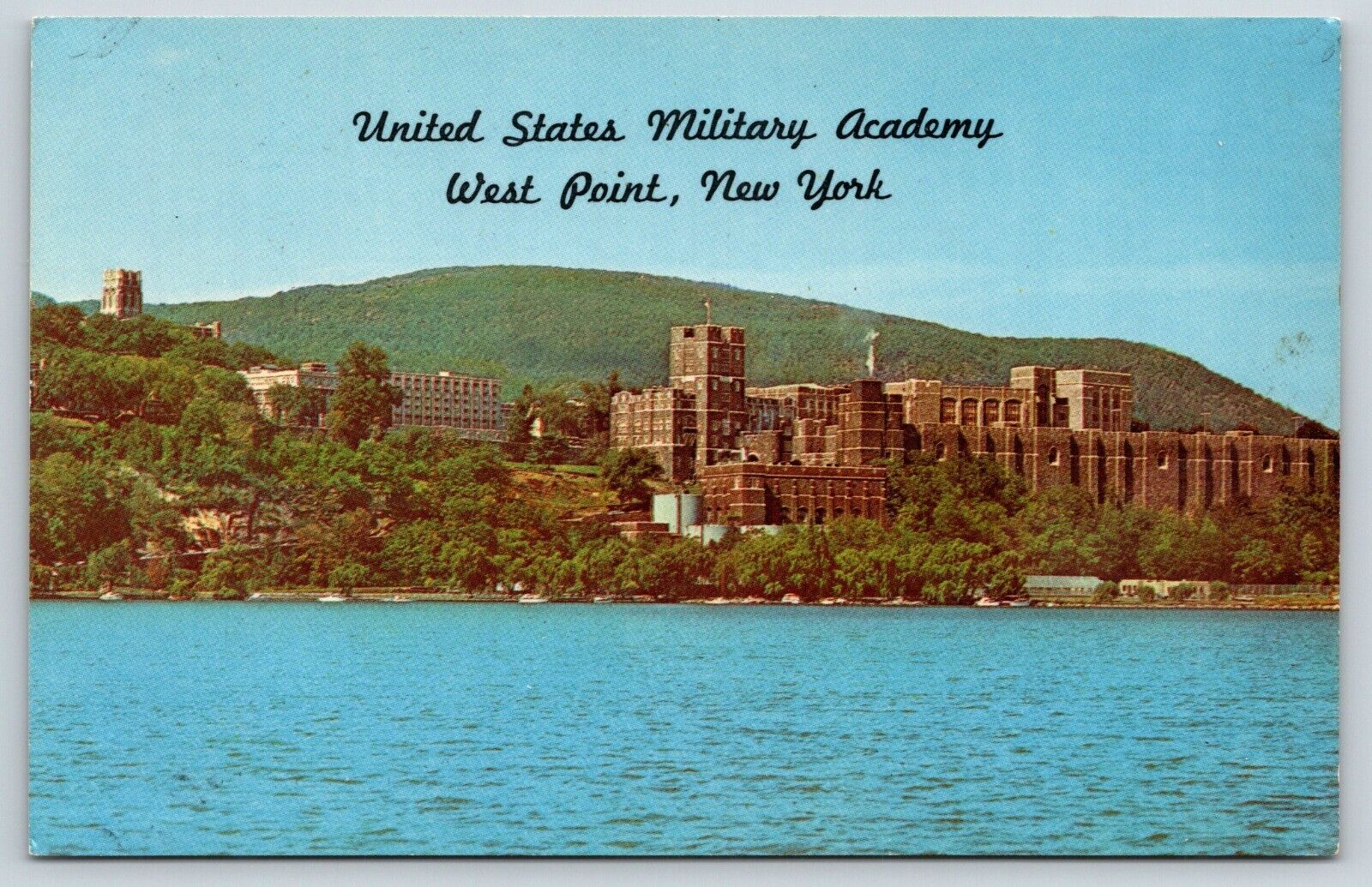 United States Military Academy at West Point Postcard New York Chrome River View