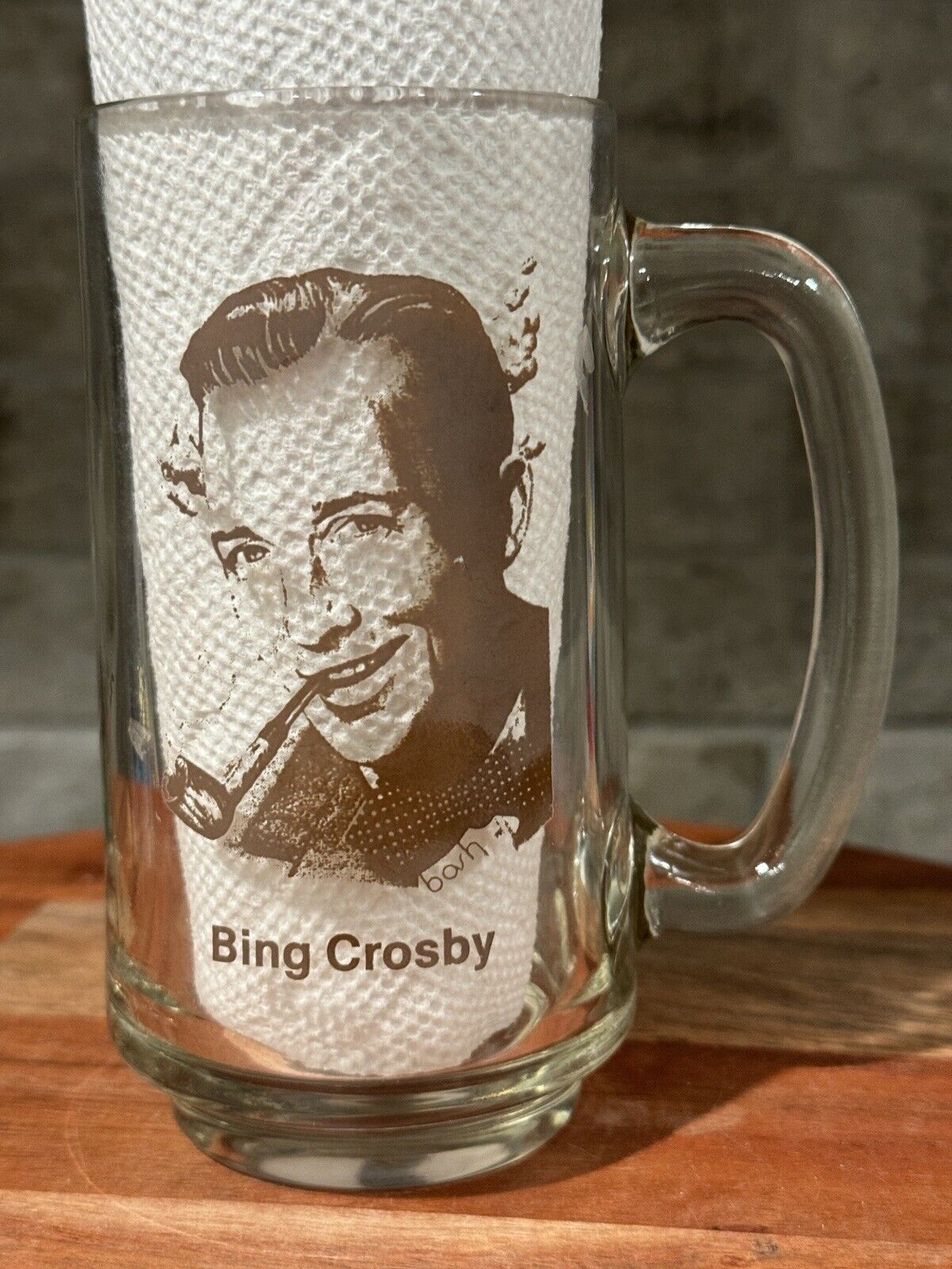 Rare Bing Crosby Vintage Glass Mug with Handle from The Tinder Box 5.5\