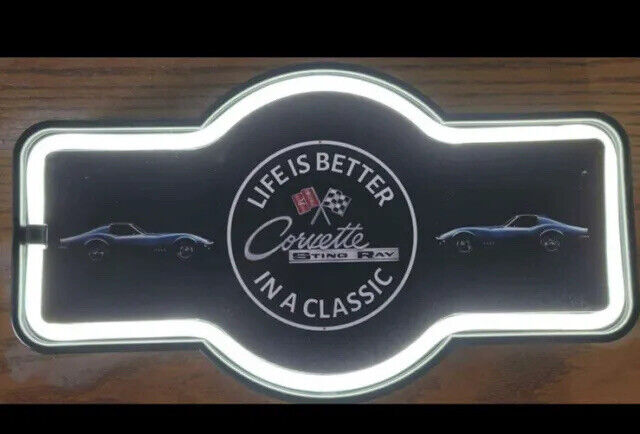 Life is better in a Classic Corvette 17 x 10 LED illuminated sign Stingray