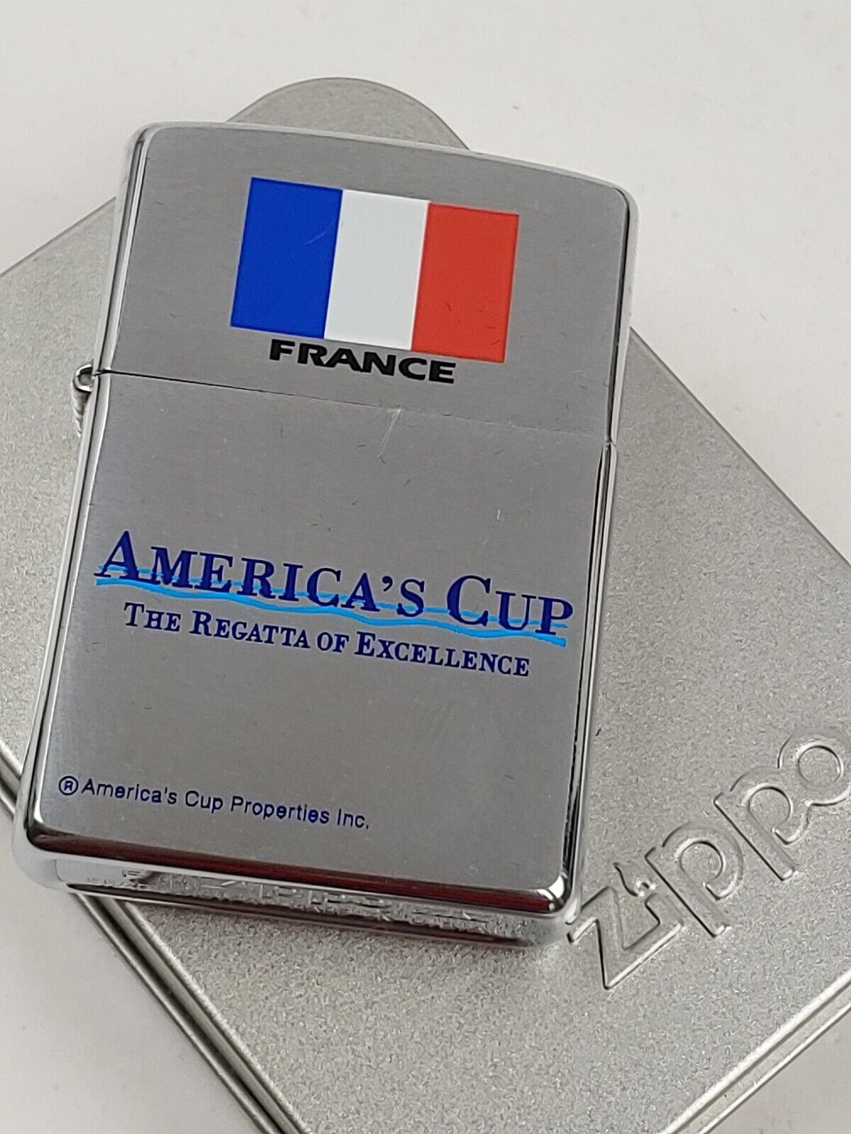 Zippo America\'s Cup Regatta FRANCE on Brushed Chrome Lighter - JUN (F) 1998