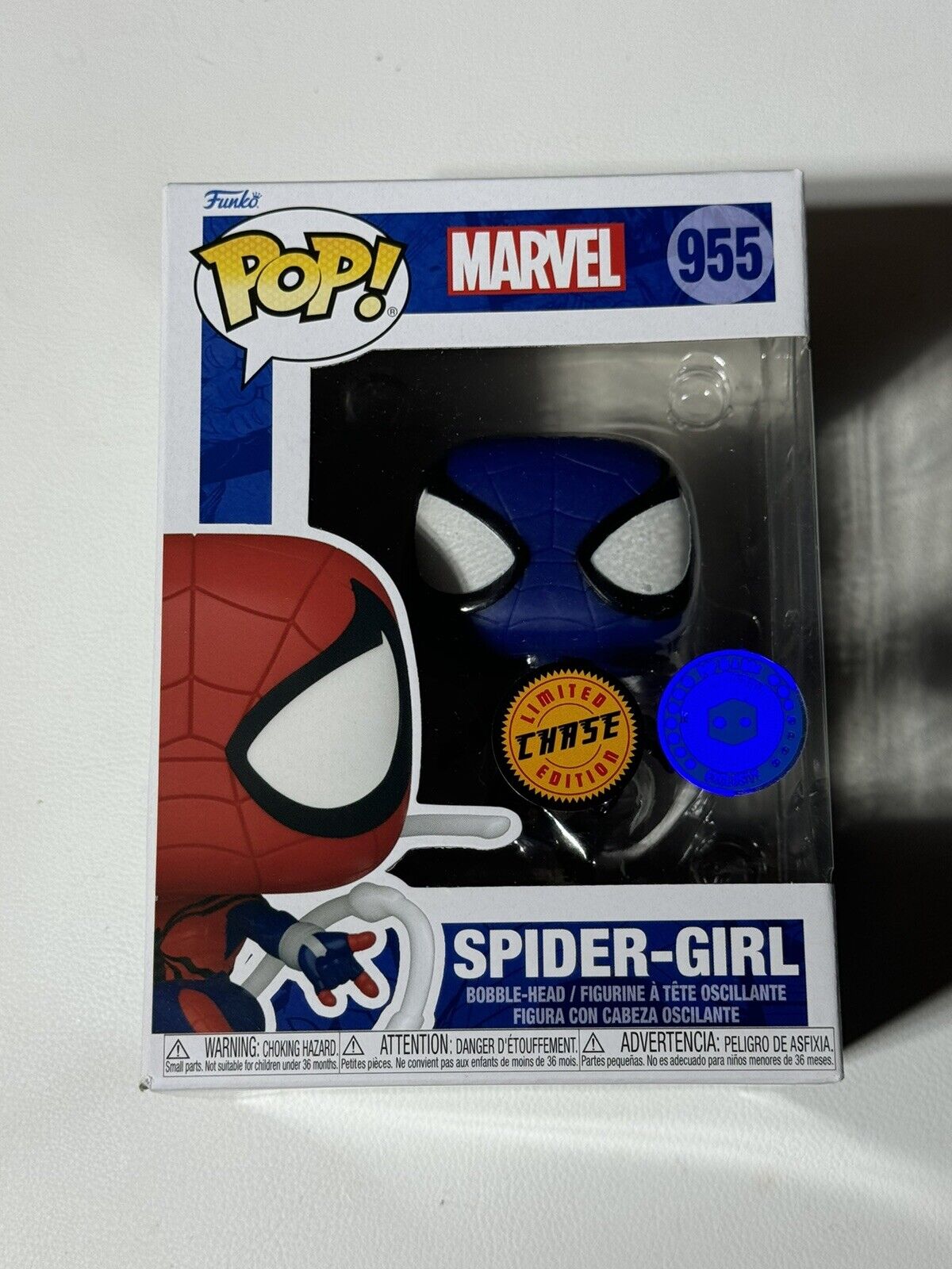 CHASE Funko POP Marvel SPIDER-GIRL (Blue Variant) #955 Pop In A Box W/ Protector