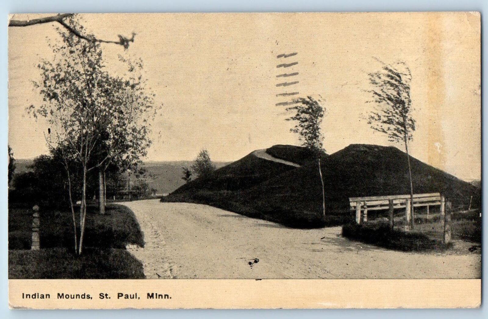 St. Paul Minnesota MN Postcard Indian Mounds Scene Country Road 1913 Antique