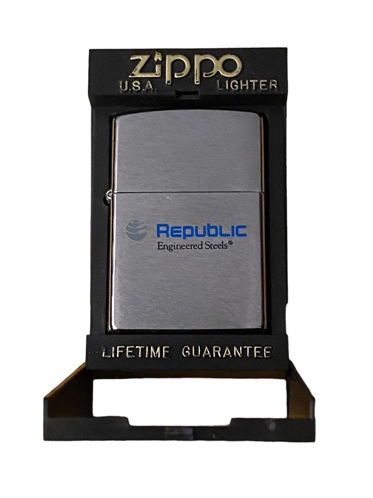 Republic Steel Brushed Chrome Zippo Lighter (NOS)