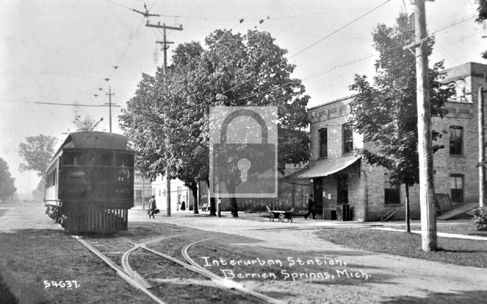 Interurban Trolley Car Station Berrien Springs Michigan MI Reprint Postcard