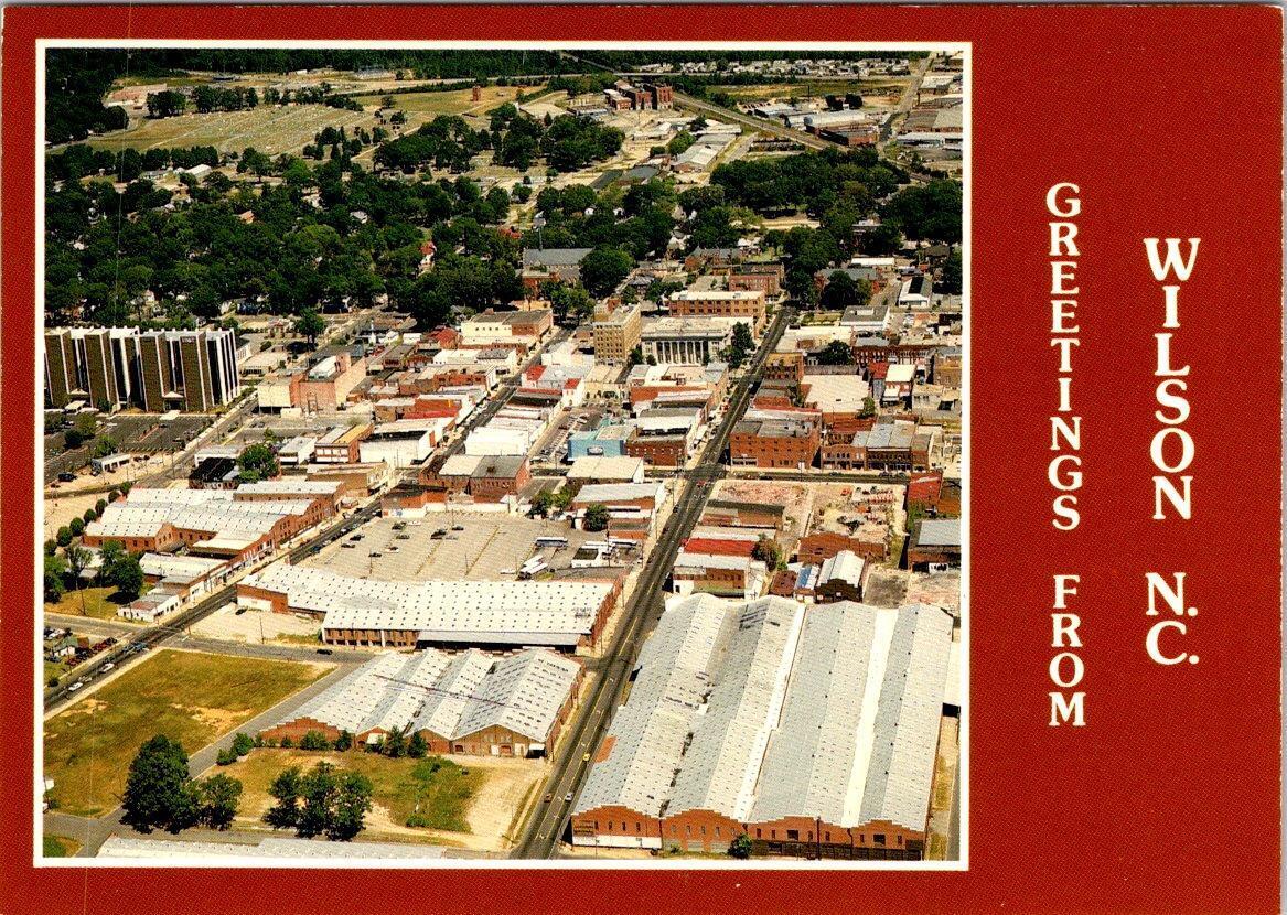 Wilson, NC North Carolina  DOWNTOWN AREA~WAREHOUSES Bird\'s Eye View 4X6 Postcard