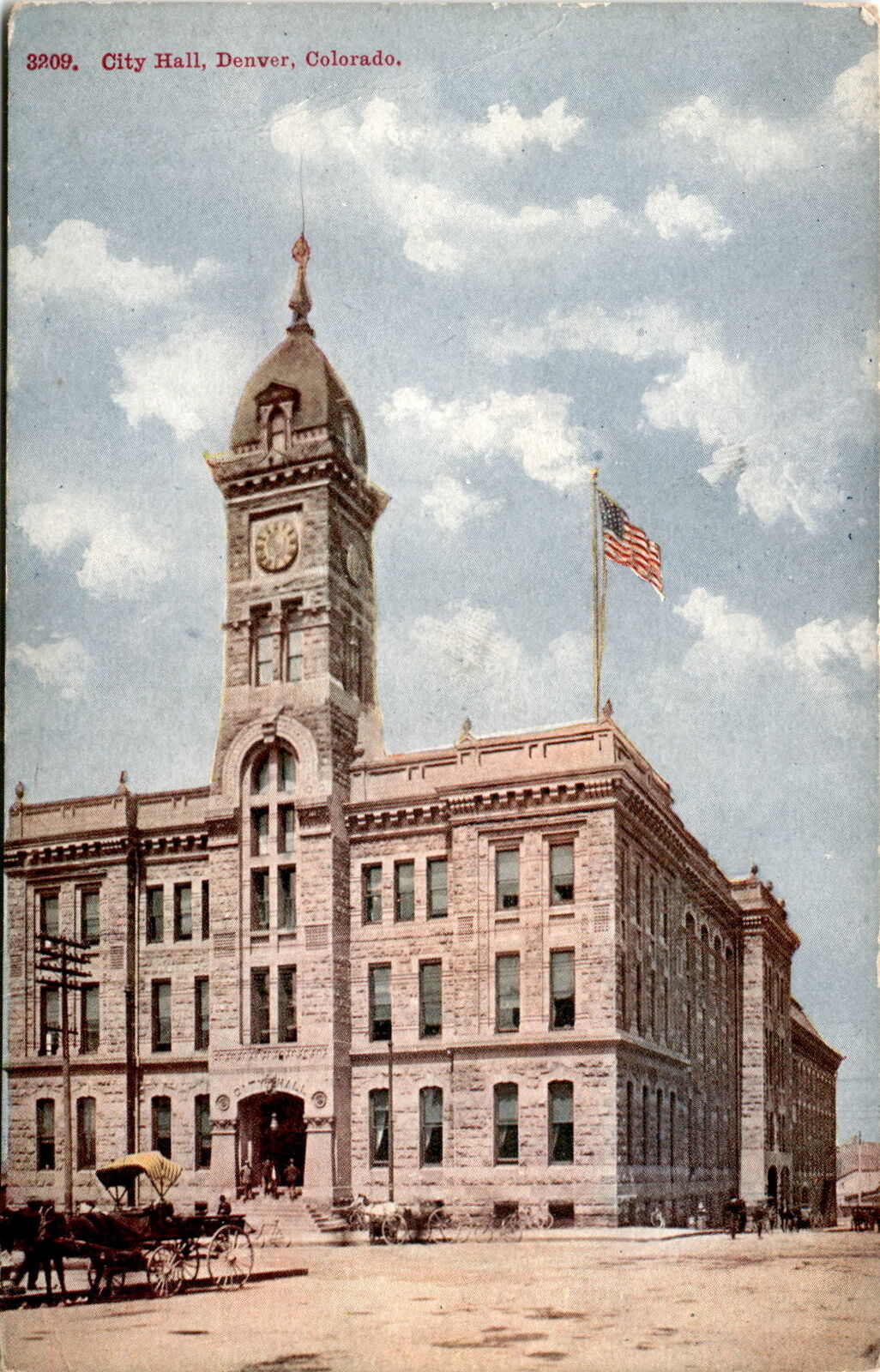 City Hall, Denver, Colorado, downtown, 1932, architecture, clock Postcard