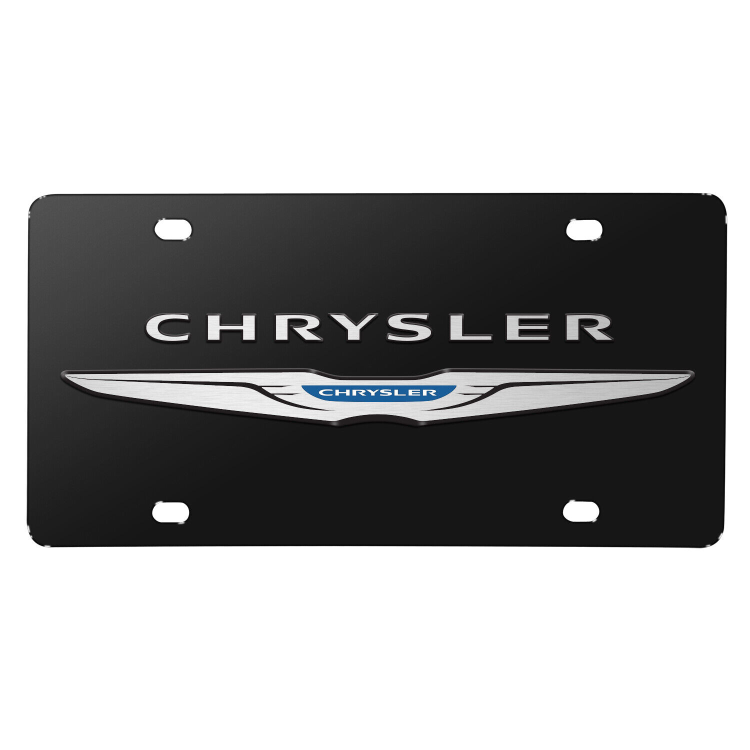 Chrysler 3D Dual Logo Black Stainless Steel License Plate