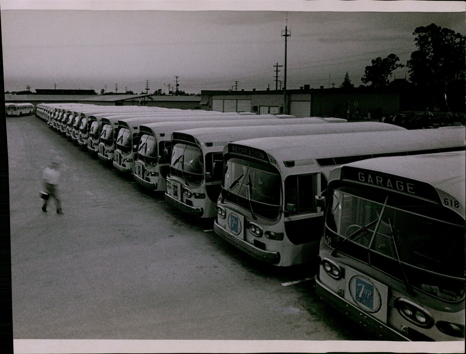 LG865 1965 Orig Savaria Photo FRESNO CITY BUSES Parked in Lot Public Transport