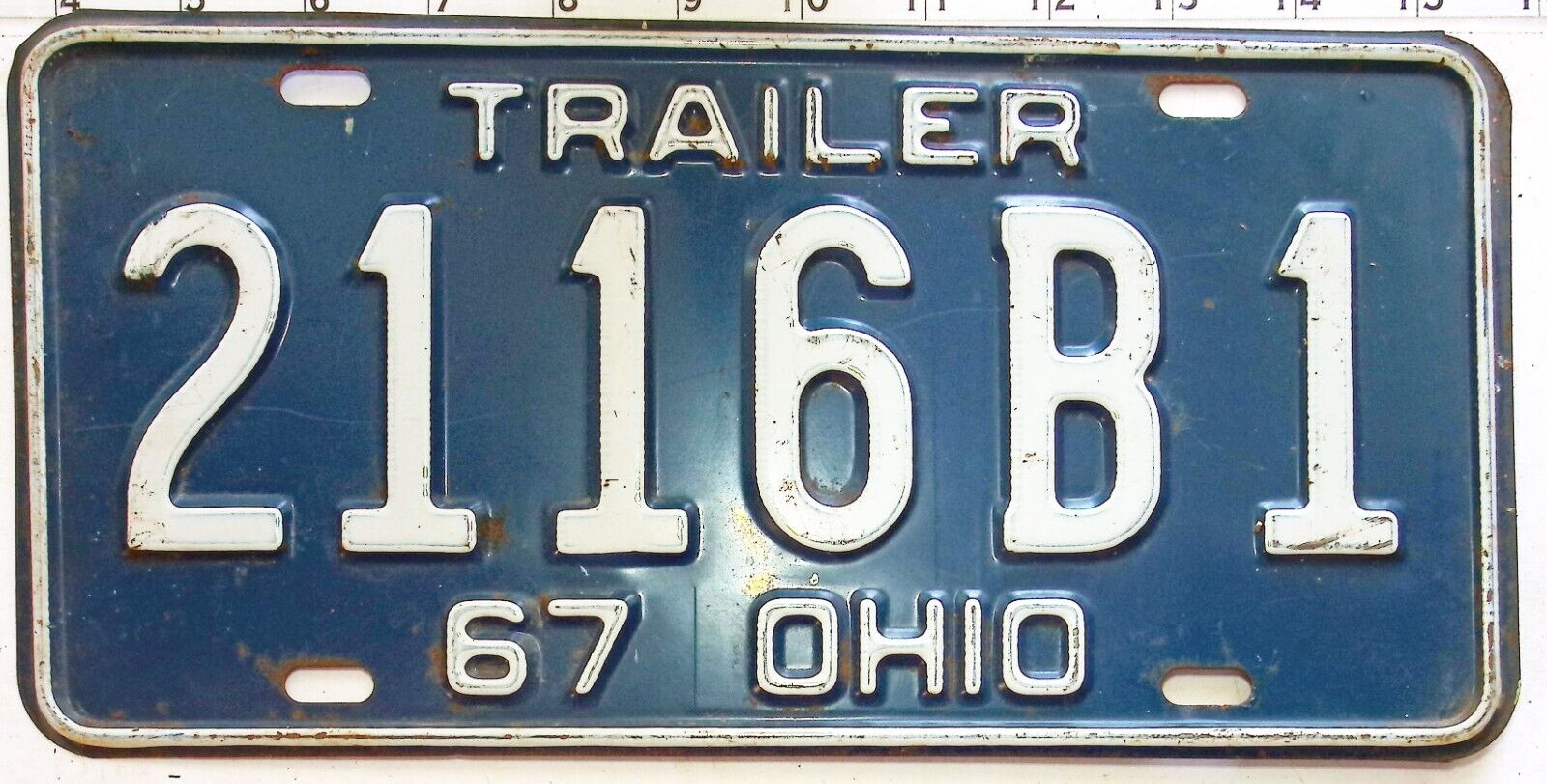 1967 Vintage Ohio Trailer License Plate Unrestored Original