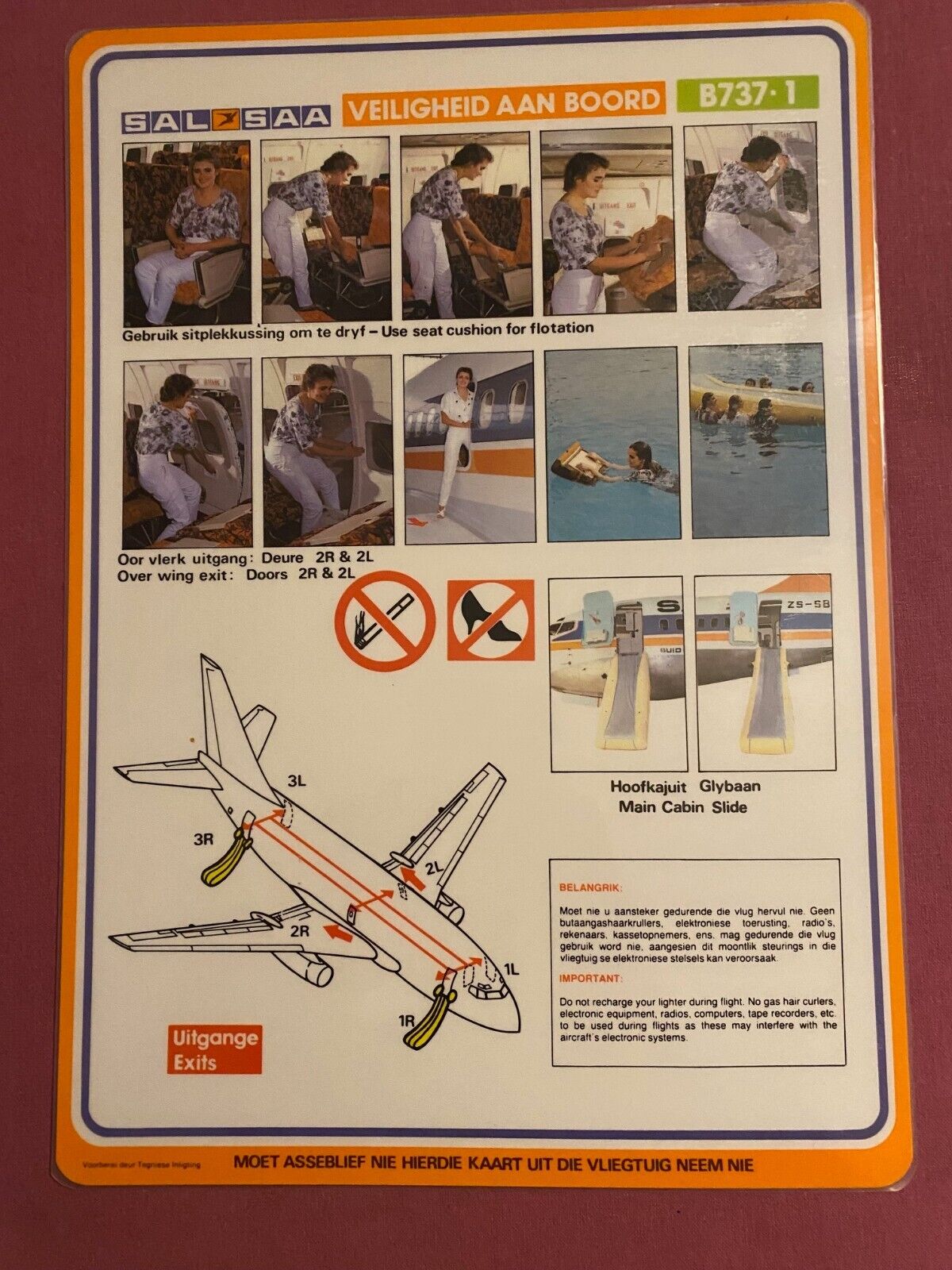 Safety card SOUTH AFRICAN SAA SAL Boeing B737 -1