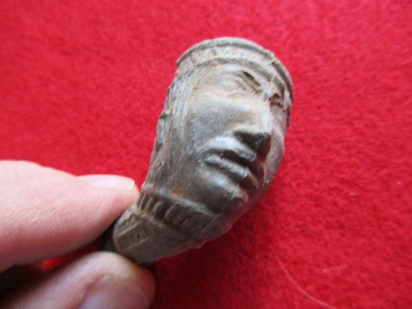 EARLY AMERICAN INDIAN FACE CLAY TRADE PIPE, OHIO PIPES, 1800\'S,  PORT-0324*08277