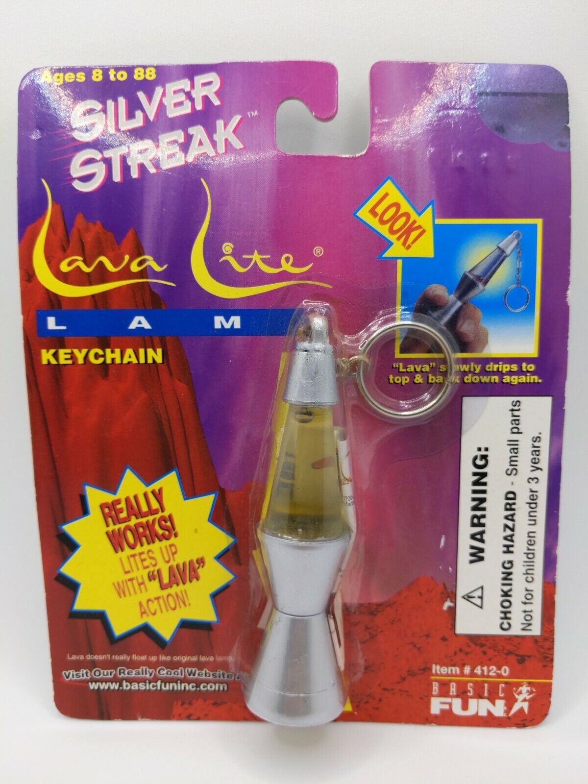 Silver Streak Lava Lite Lamp Keychain 90’s Vintage  Novelty Toy Basic Fun *Read*