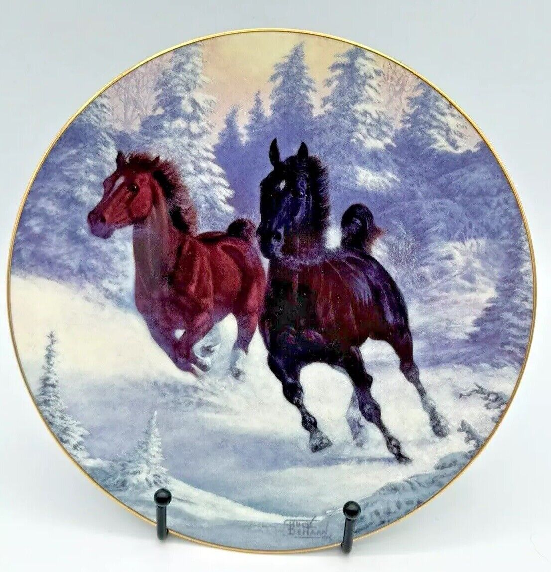 Winter\'s Thunder The Spirit of the Mustand by Chuck DeHaan Collector Plate 8 In.