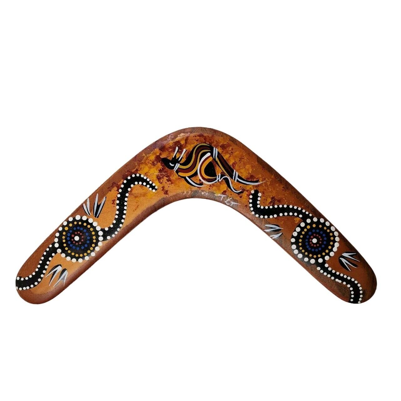 Australian Boomerang Hand Painted Wood 12