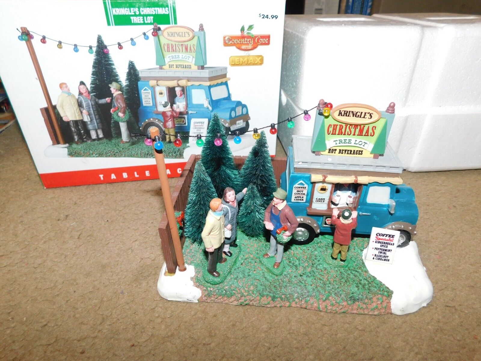 LEMAX Kringle's Christmas Tree Lot Hot Beverages Village Truck