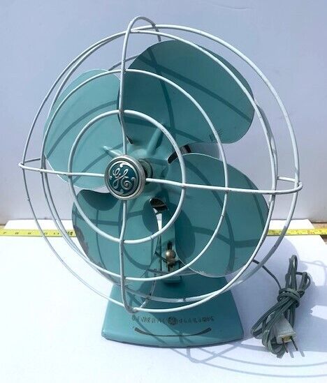 GE General Electric Fan F18S125 Teal Blue Green F18S125 Antique Nice