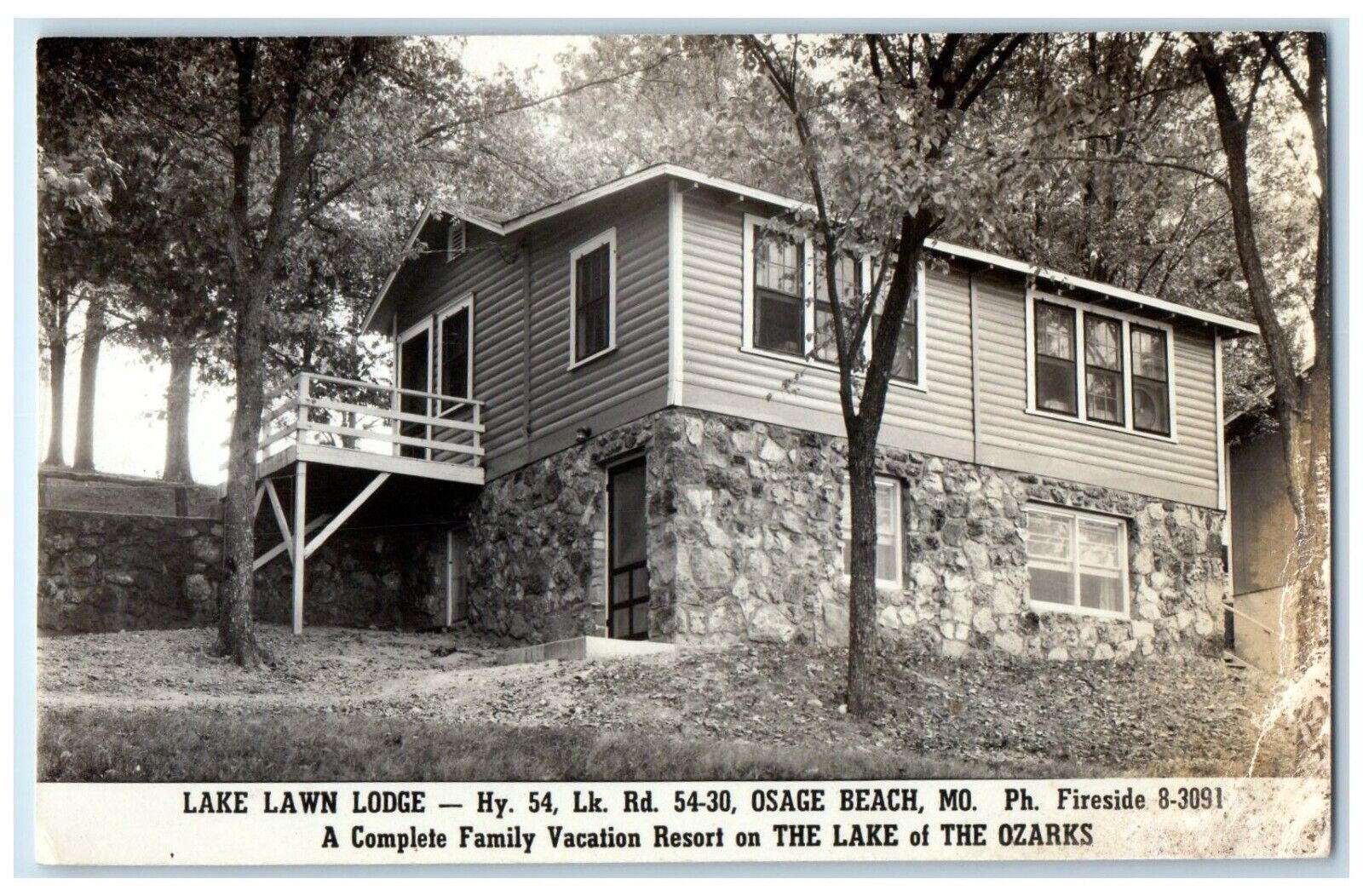 c1930's Lake Lawn Lodge Osage Beach Missouri MO RPPC Photo Vintage Postcard