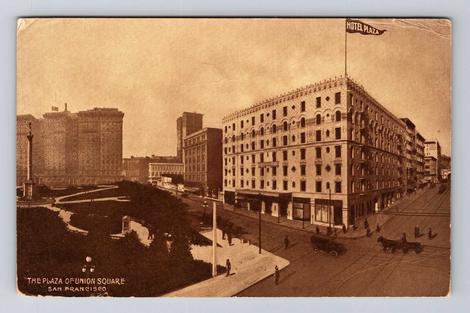 San Francisco CA-California, Plaza of Union Square, Antique Vintage Postcard