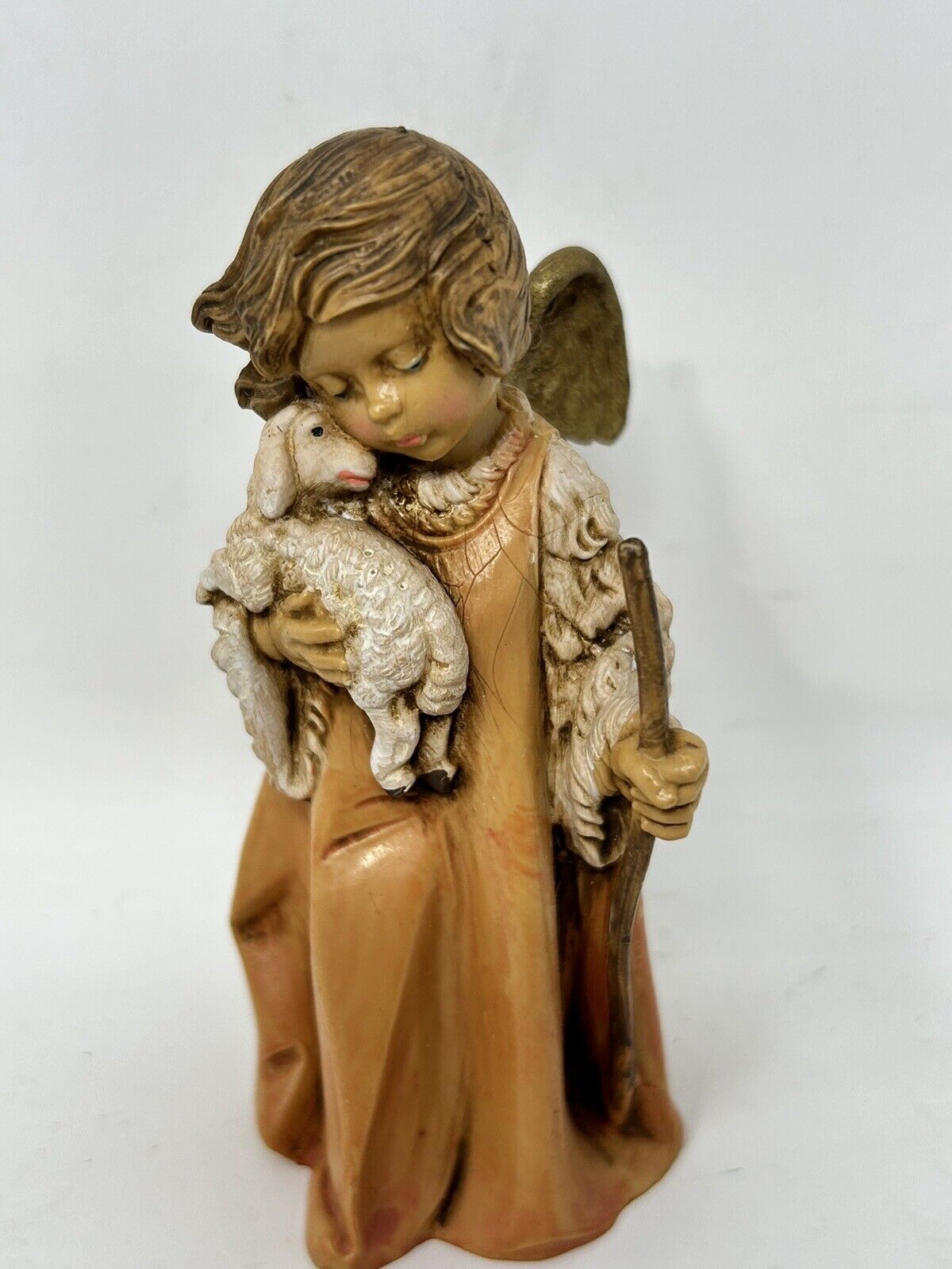 Vintage Fontanini 5” Figurine Boy Holding Lamb Angel