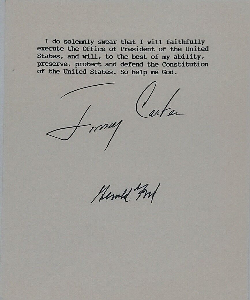 President Jimmy Carter President Gerald Ford Signed Oath Of Office
