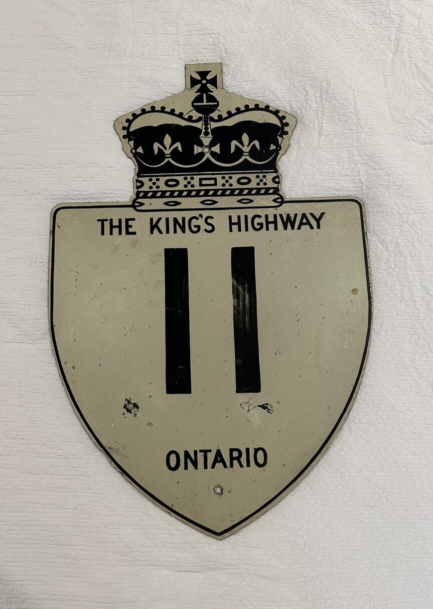 Vintage Original Authentic The King`s Highway 11 Ontario Route Marker Road Sign