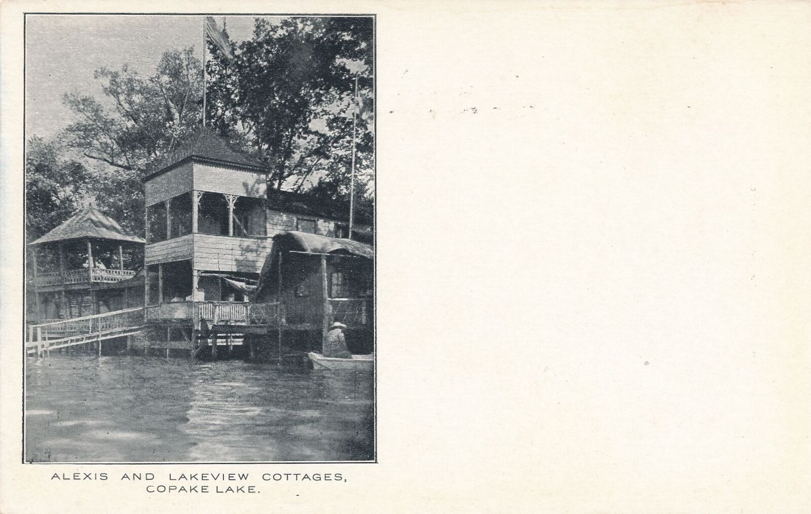 COPAKE LAKE NY - Alexis and Lakeview Cottages Postcard - udb (pre 1908)