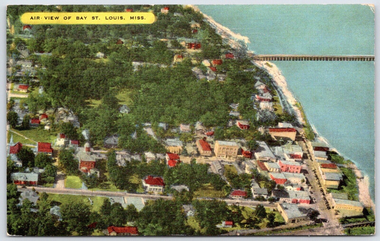 Postcard MS Bay St Louis Mississippi Air View Aerial MS34