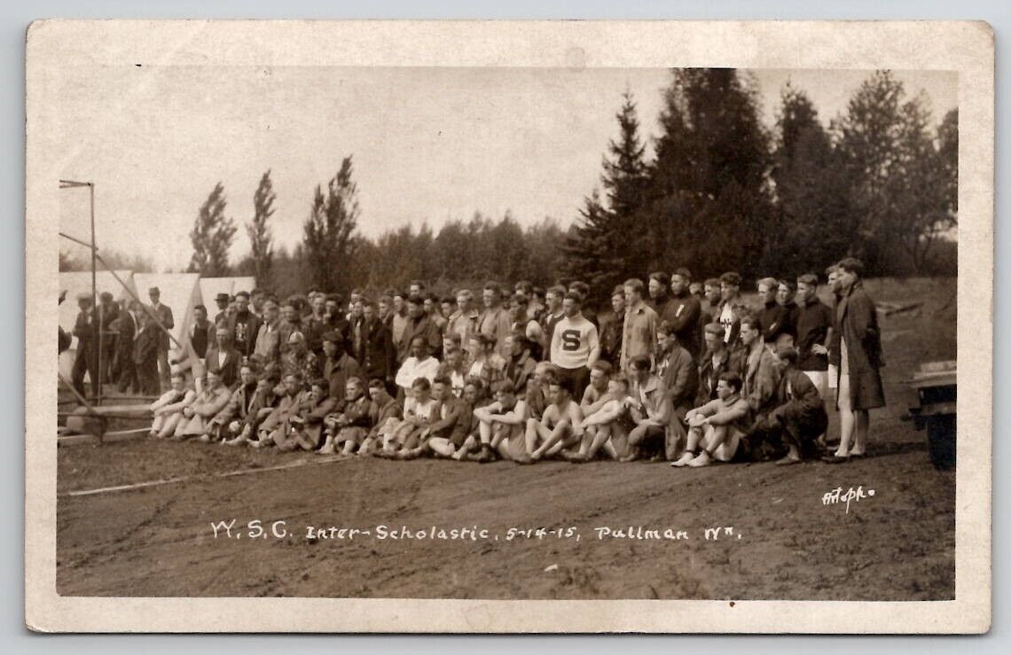 Pullman NY W.S.C. Inter-Scholastic Men Athletes 1915 New York Postcard F29