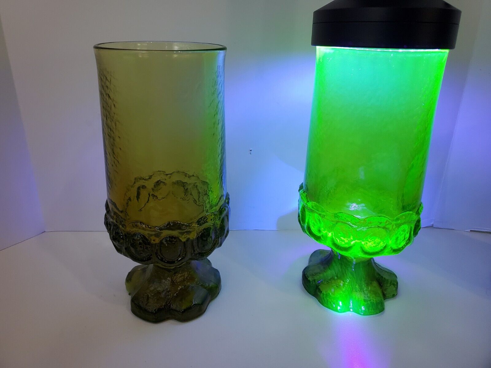 VTG Tiffin Franciscan Madeira Citron Green Goblet Bright Uranium UV Glow ONE CUP
