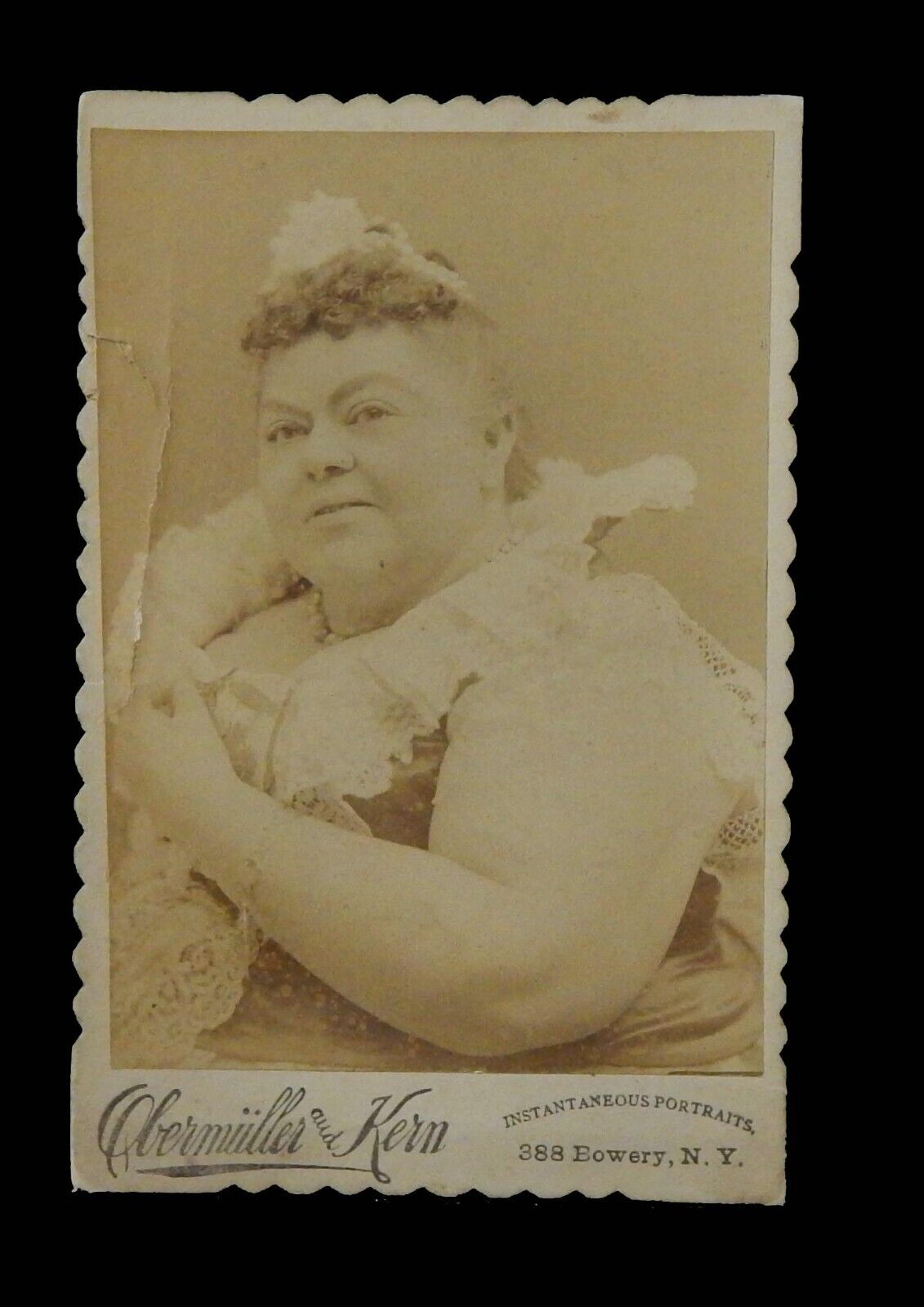 CABINET CARD PHOTO FAT LADY CIRCUS PERFORMER by OBERMULLER & KERN NEW YORK