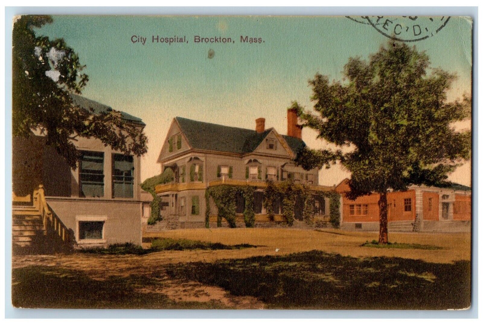 Brockton Massachusetts MA Postcard City Hospital Exterior c1908 Vintage Antique