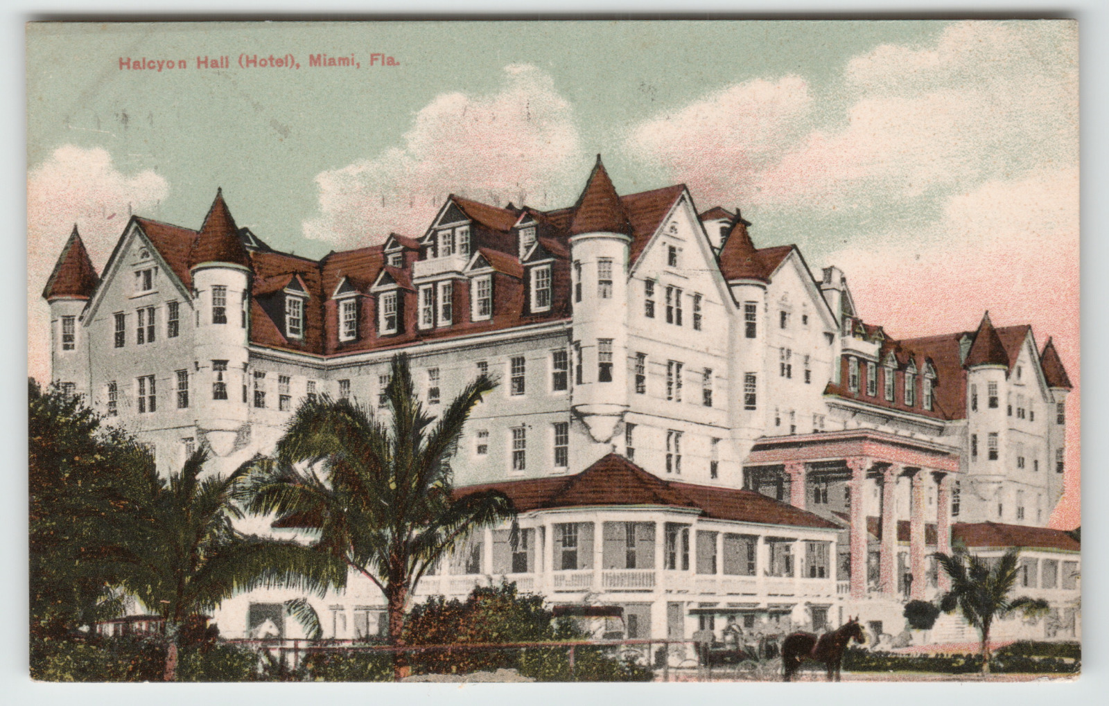 Postcard Vintage 1908 Halcyon Hotel in Miami, FL