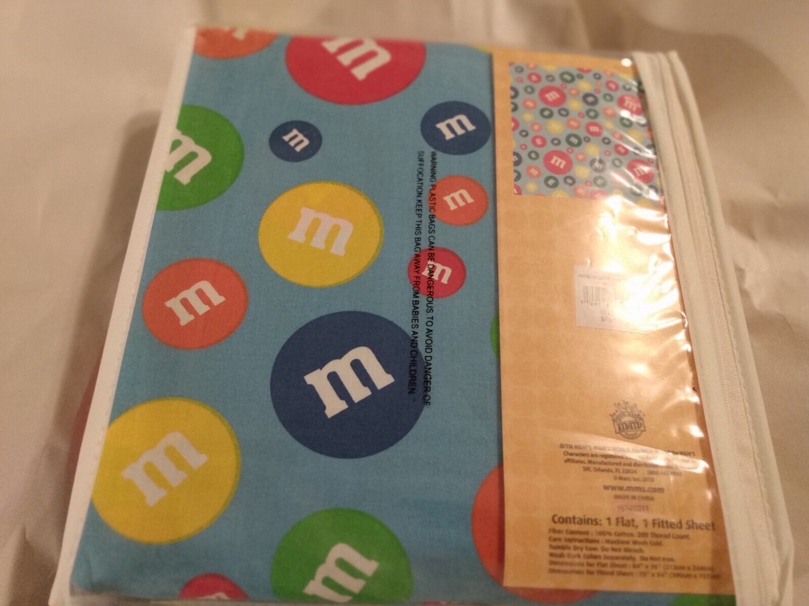 Rare M&M's Candy FULL Size Sheets Set 1 Flat & 1 Fitted Sheet RARE 2 PCs.