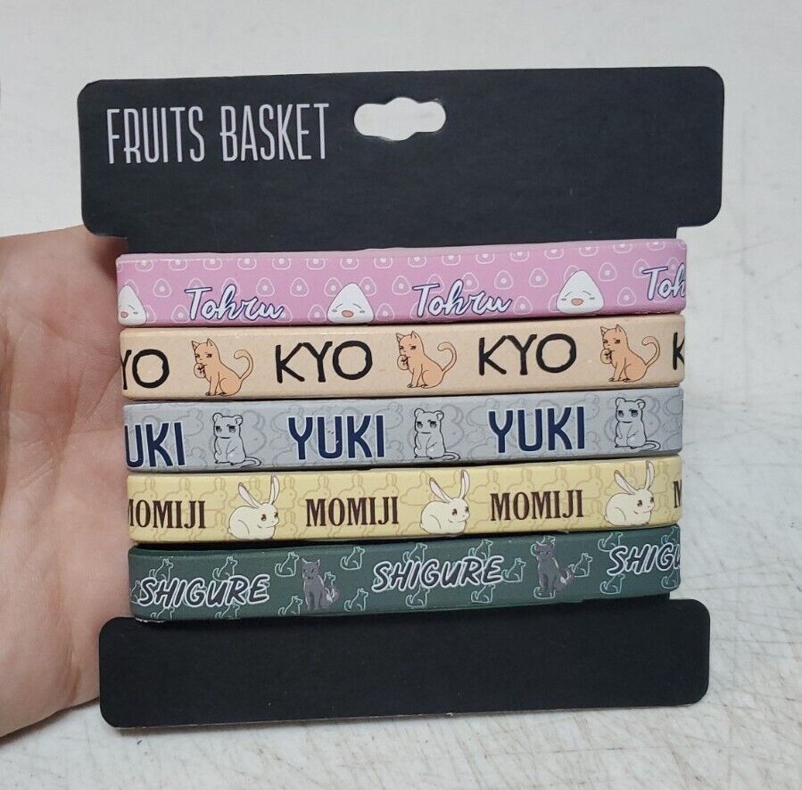 Fruits Basket Rubber Bracelet Set, New - Tohru, Kyo, Yuko, Momiji & Shigure