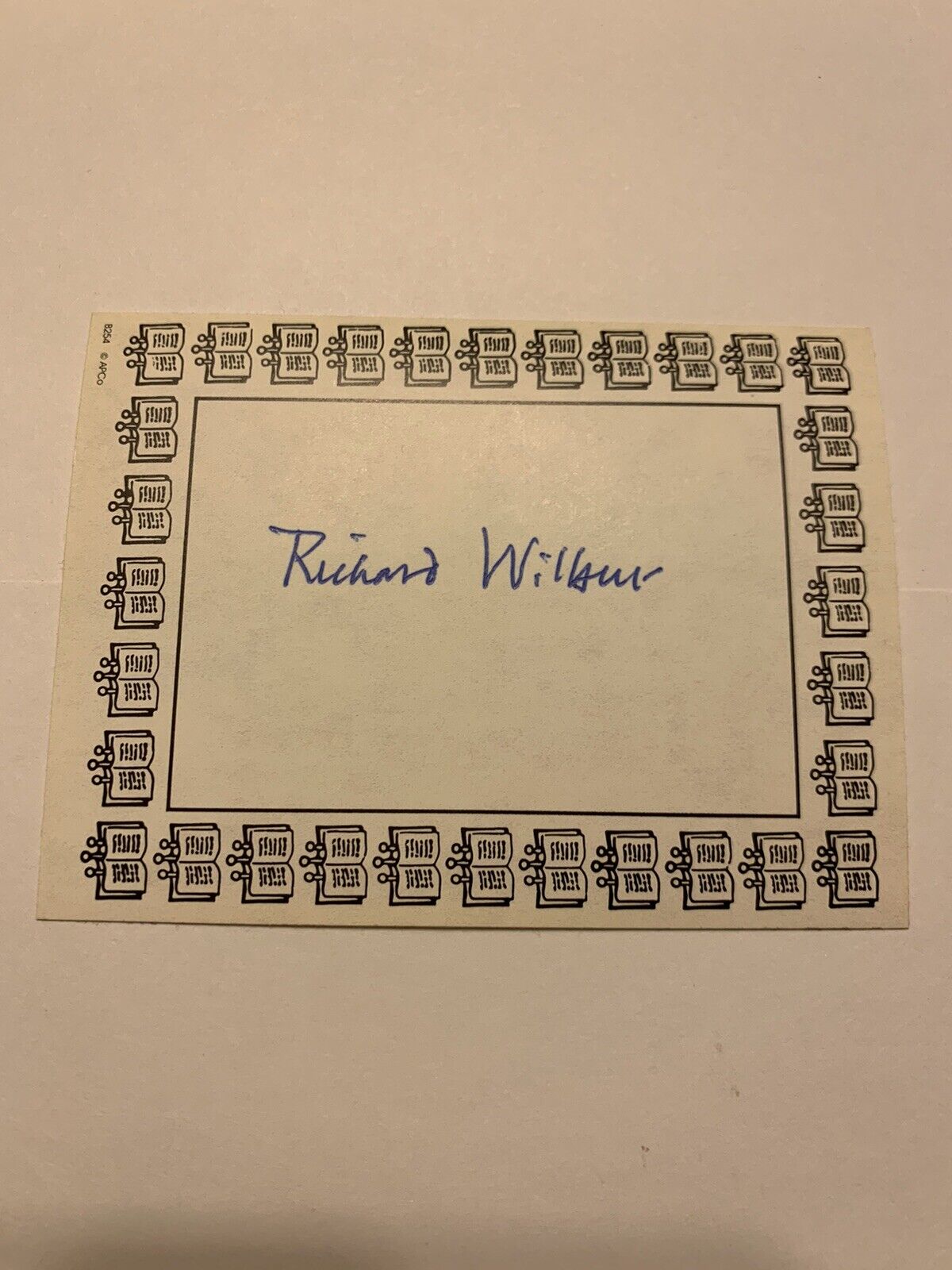 Richard Wilbur Author Signed Bookplate Autographed New 