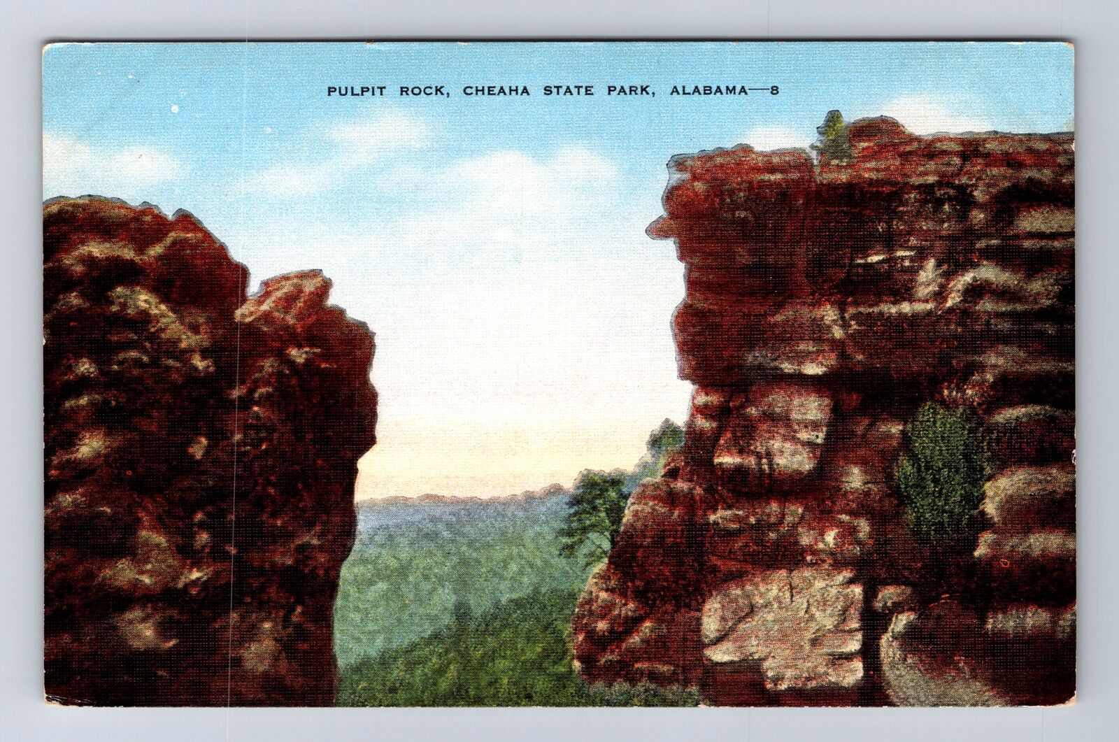 Cheaha State Park AL-Alabama, Pulpit Rock, Antique, Vintage Postcard
