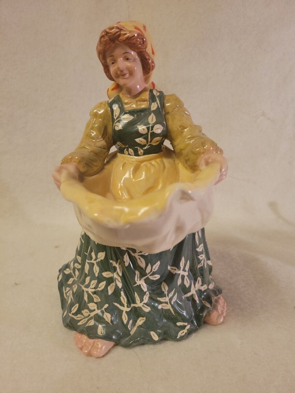 Blue Sky Clayworks Figurine Lady Green/yellow Skirt Big Feet Candle holder. 9