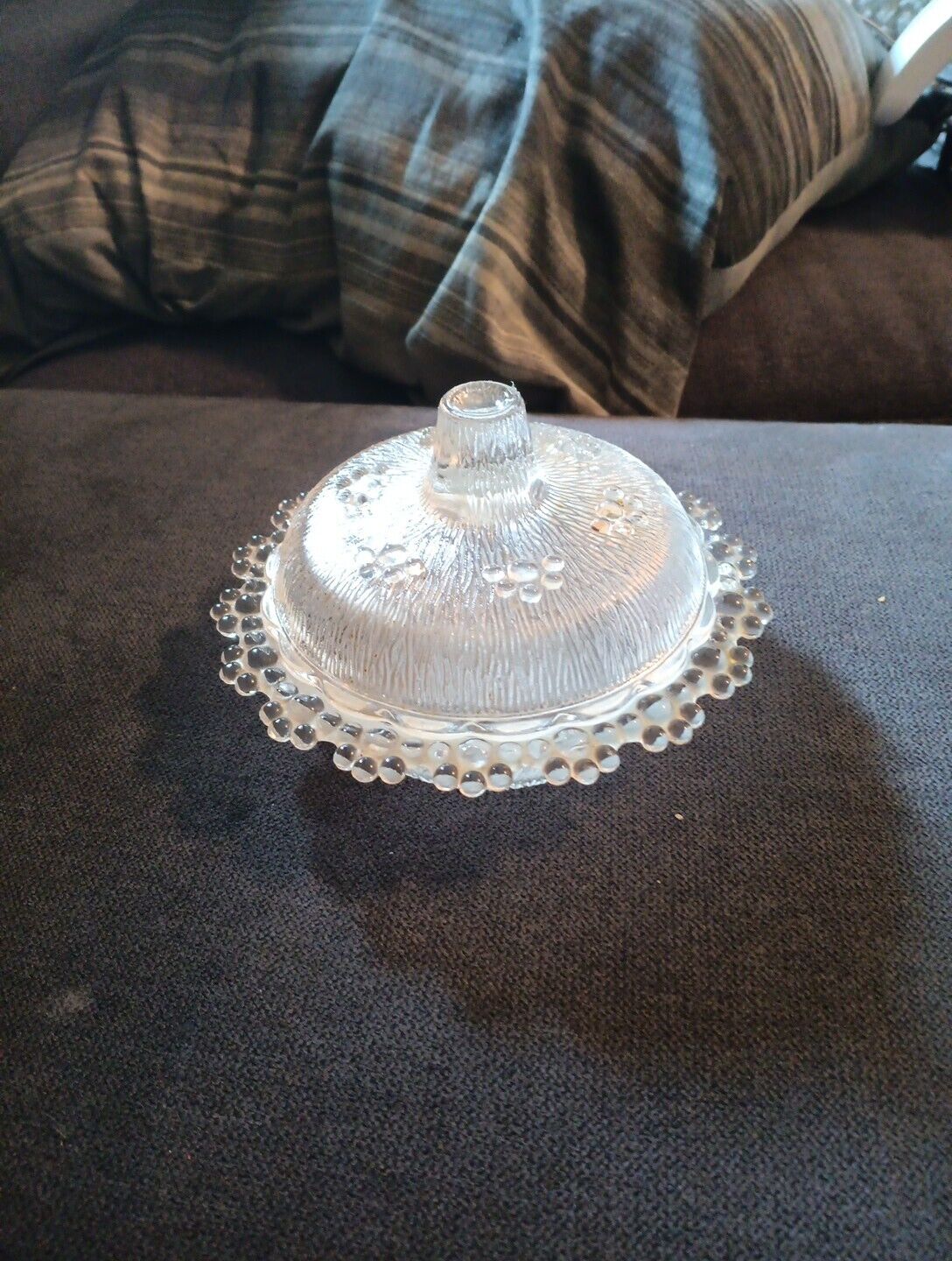 Vintage Italian Masserini Barocco Clear Glass Sugar Bowl With Lid Made In Italy