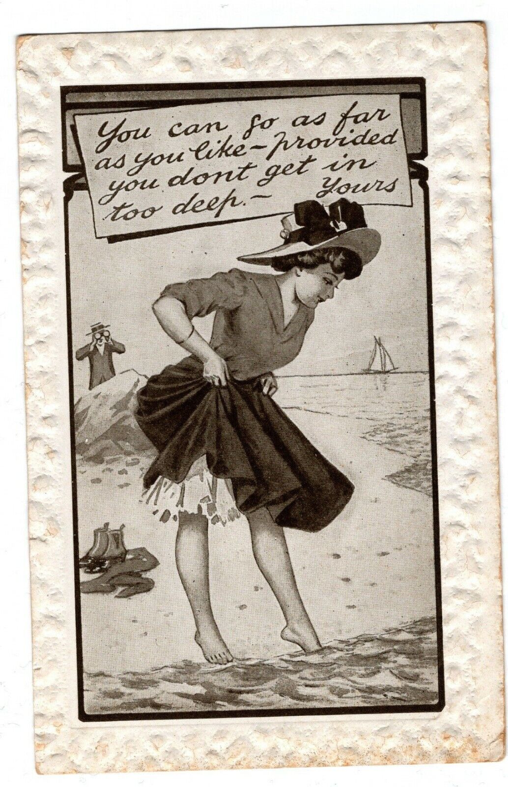 Comic Postcard C Hobson - You can go as far as you like -  vtg 1910 CC