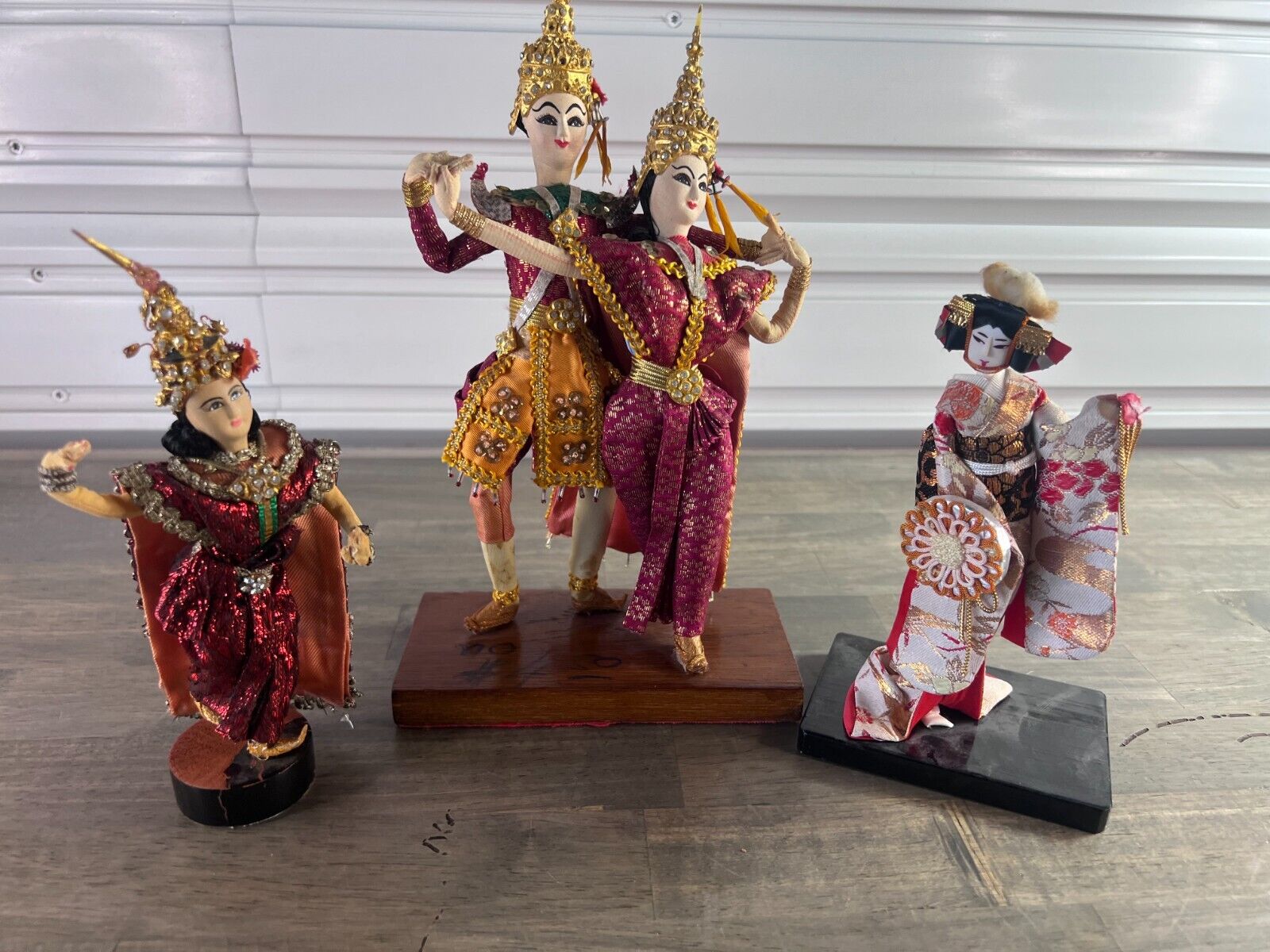 Lot of 3 Vintage International Collector\'s Dancing Doll Thailand Handmade
