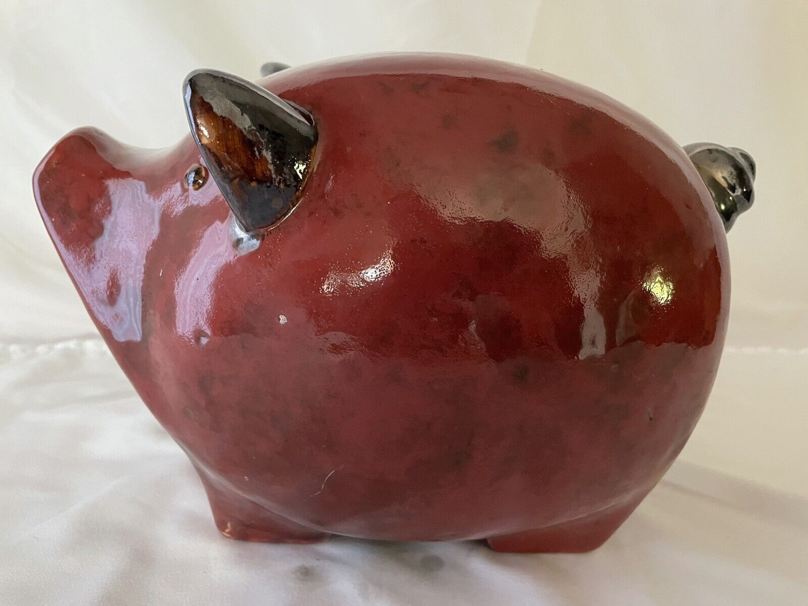 Large Ceramic Pottery Pig Oversized Hand Crafted Hand Painted- Gorgeous
