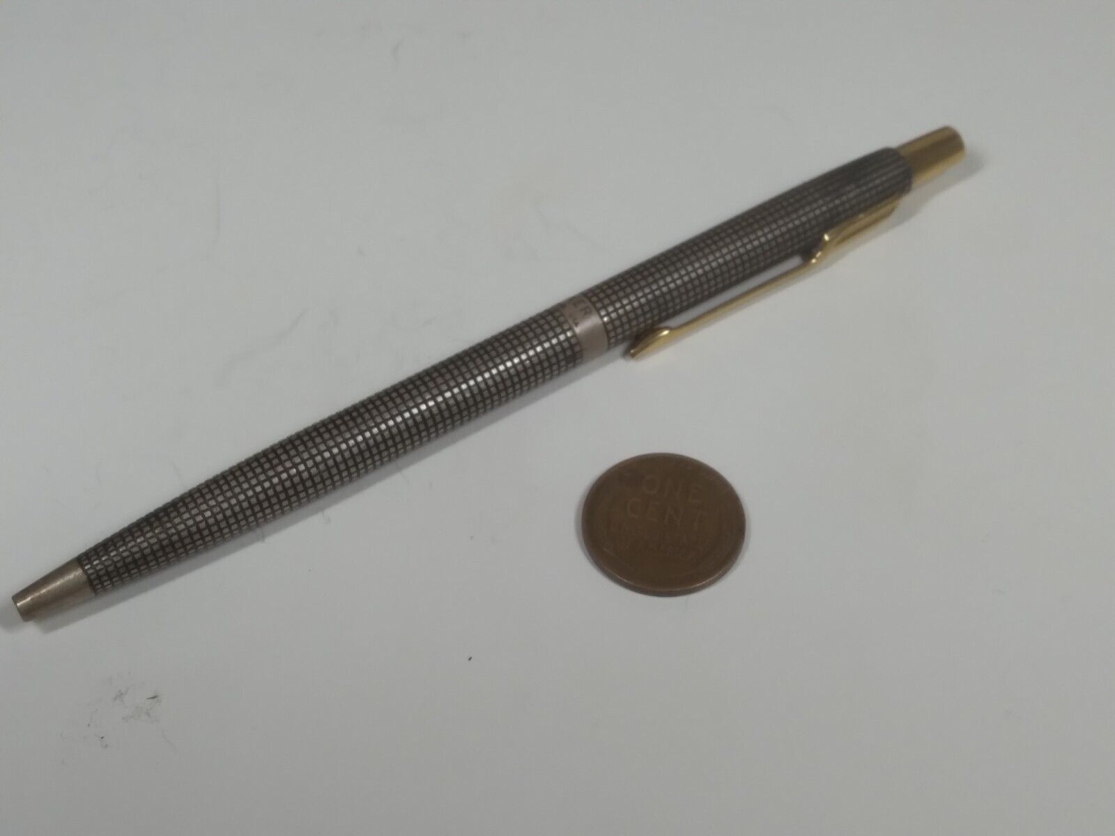 Vintage Parker 75 Cisele Sterling Silver & Gold Colored Trim Ballpoint Pen