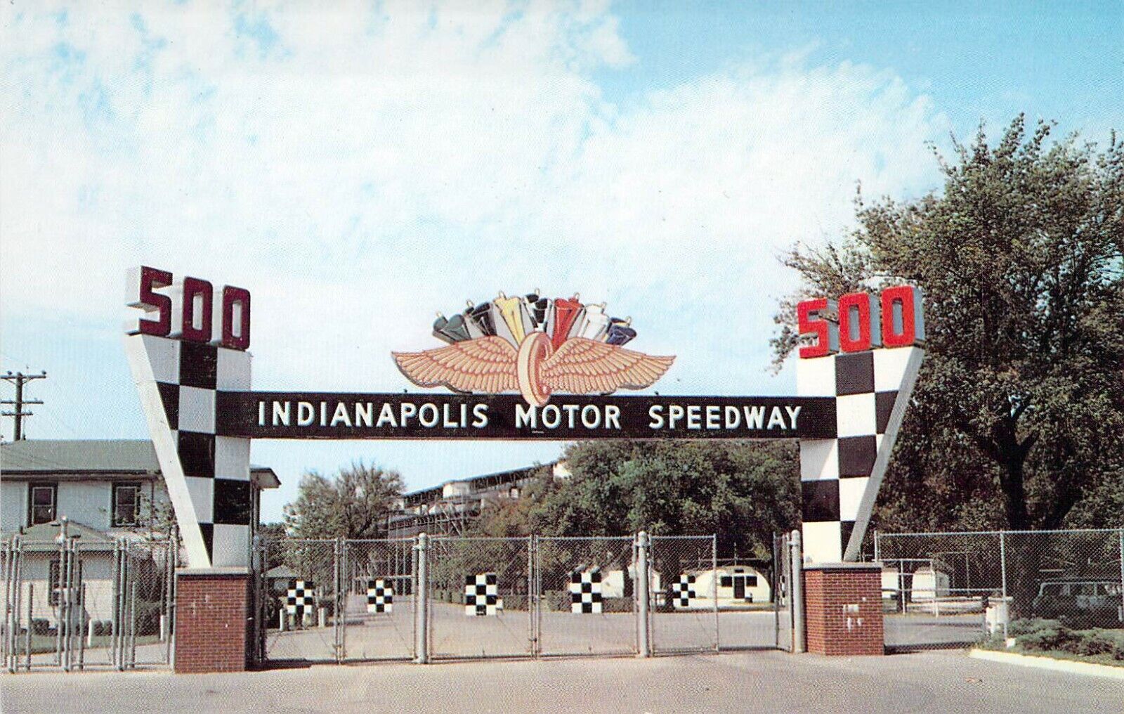 1958 Indianapolis 500 Motor Speedway MAIN GATE MINT postcard C65